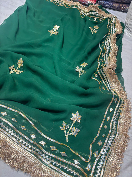 Beautiful Georgette Gota  Patti  Work Saree