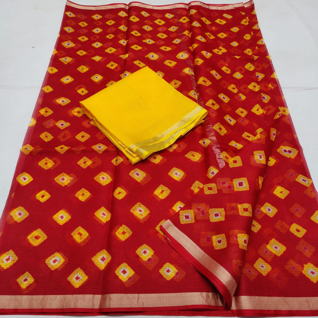 Kota Doriya Printed saree with blouse