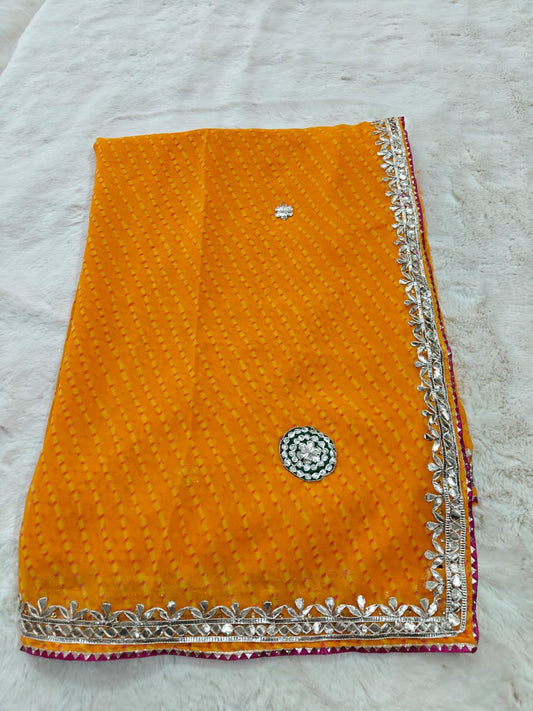 Georgette Gota Patti Work  Saree With Blouse