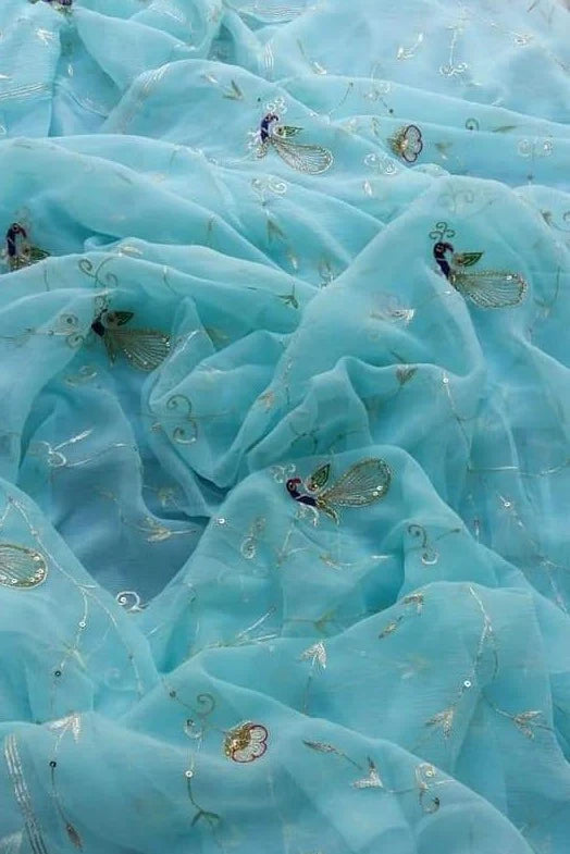 Pure Diamond Chiffon Saree With Blouse