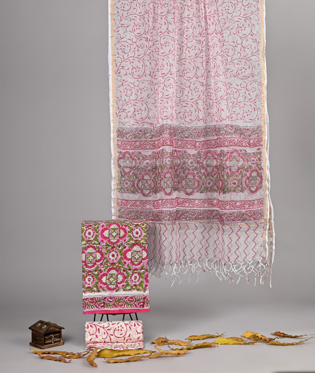 Pure Cotton Hand Block Print Suit With Kota Doriya Dupatta