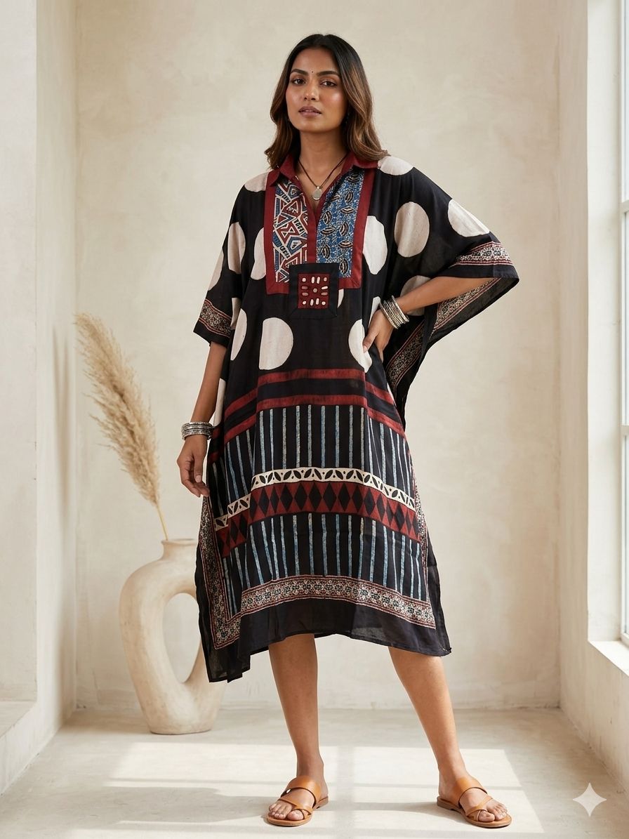 Pure Modal Silk Handblock Printed Kaftans Stitched suit