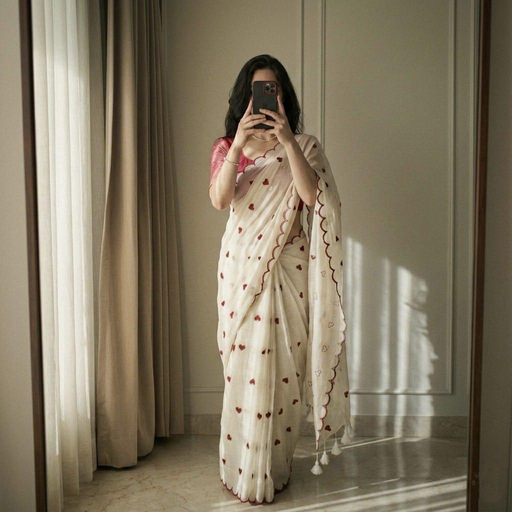 Beautiful Cotton Mulmul  Saree