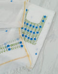 Pure Kota-Doria Unstitched Suit with Embroidery Work