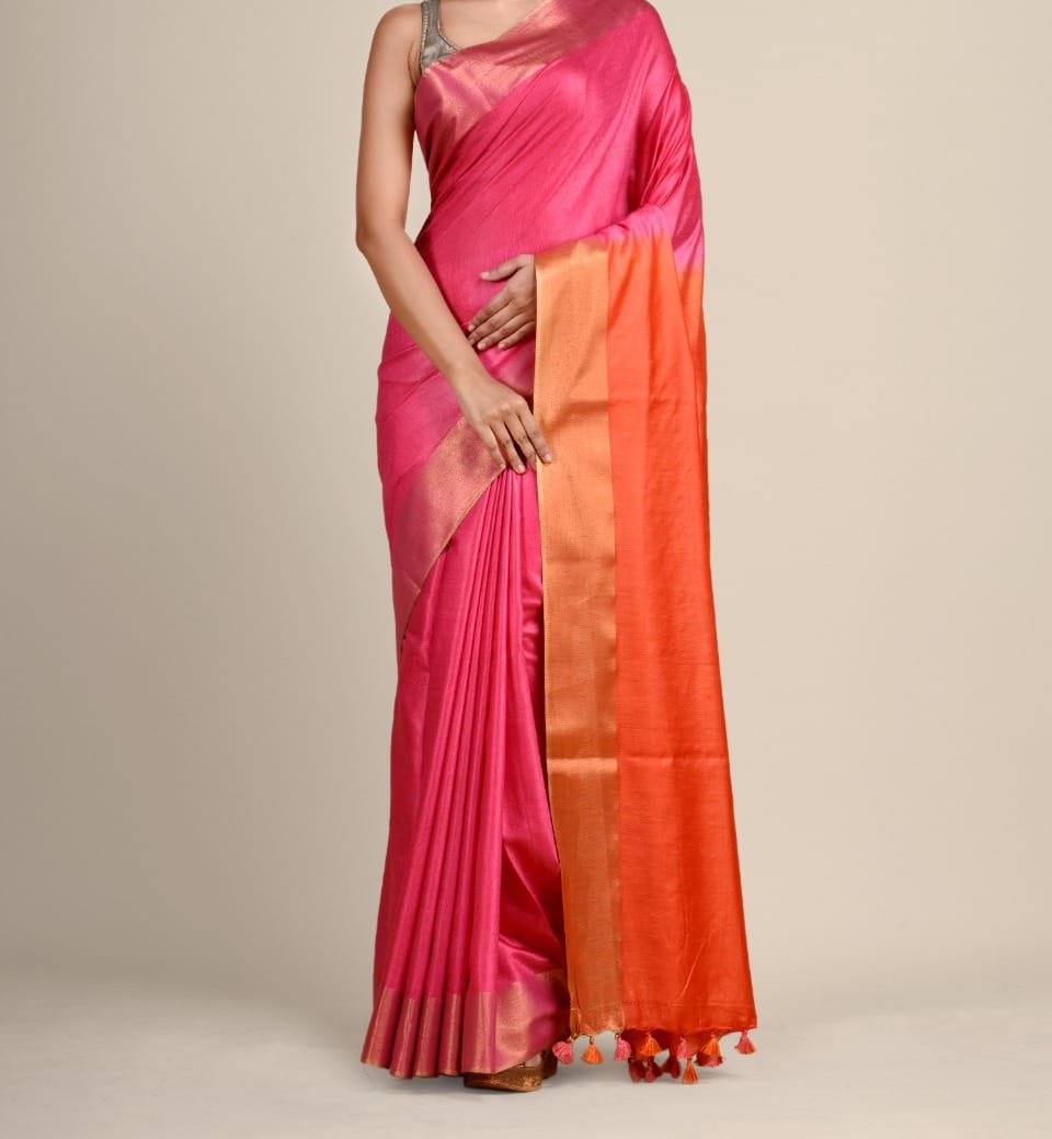 Soft Silk Bhagalpuri Saree With Blouse.