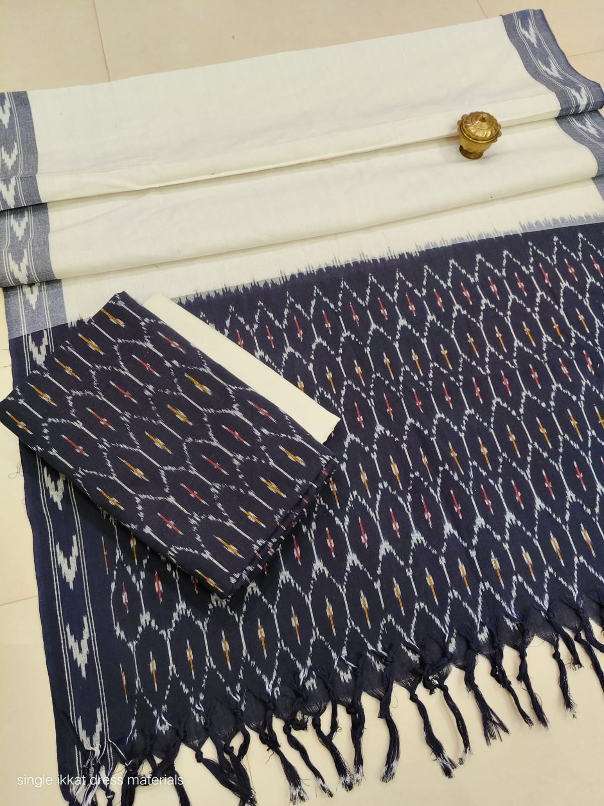 Pure  ikkat Cotton Unstitched Suit With Dupatta