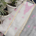 Pure Kota-Doria Unstitched Suit with Embroidery Work
