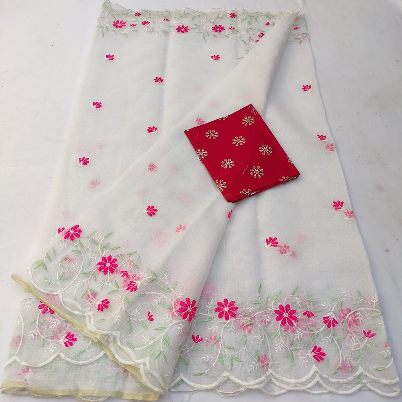 Kota cotton embroidery work Saree