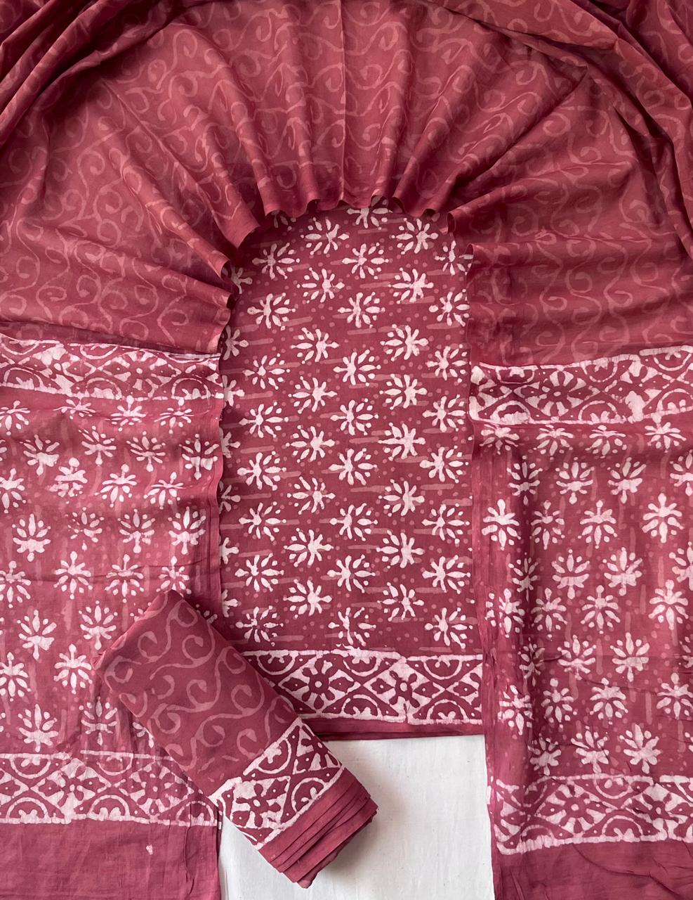 Exclusive new hand block printed cotton suits with cotton duptta