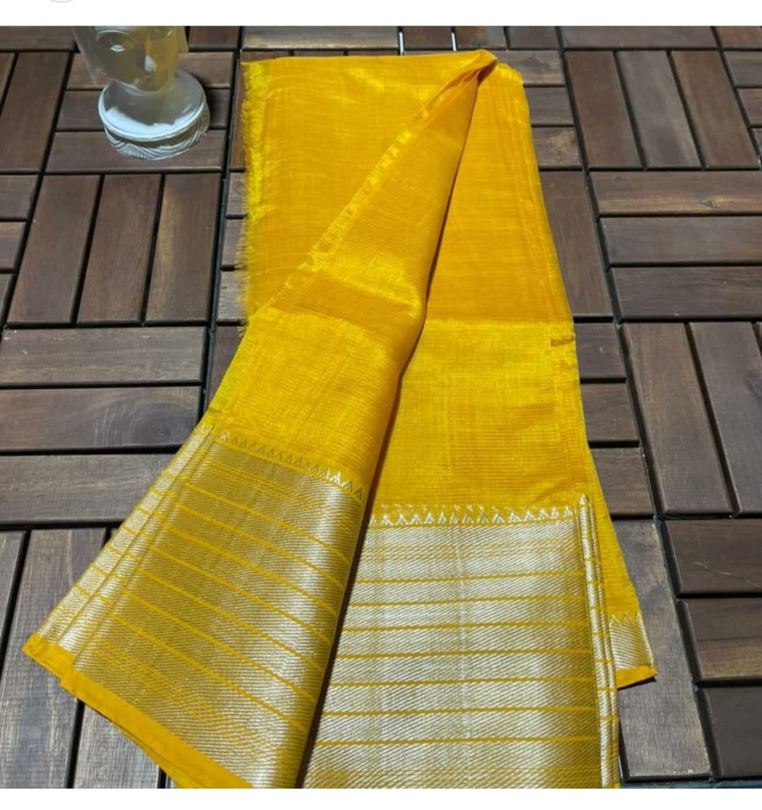 Pure Cotton Silk Mangalagiri Saree With Running Blouse .
