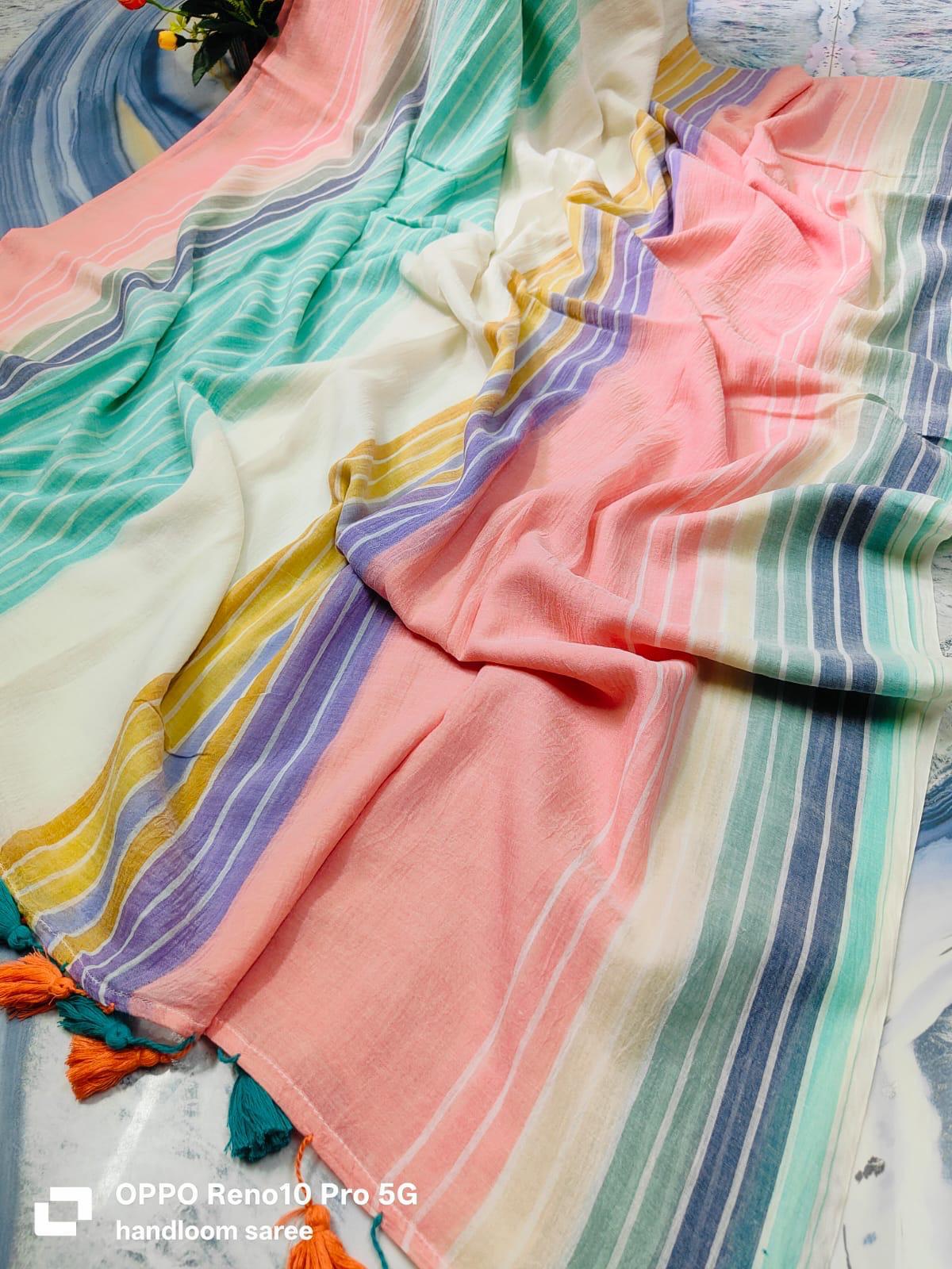 Beautiful Cotton Mulmul  Saree