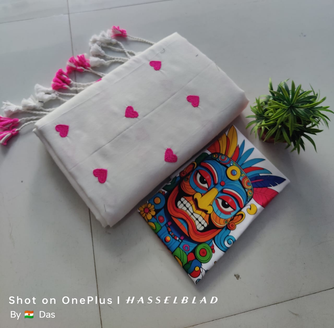 Beautiful Love Embroidery  Khaddi Cotton Saree