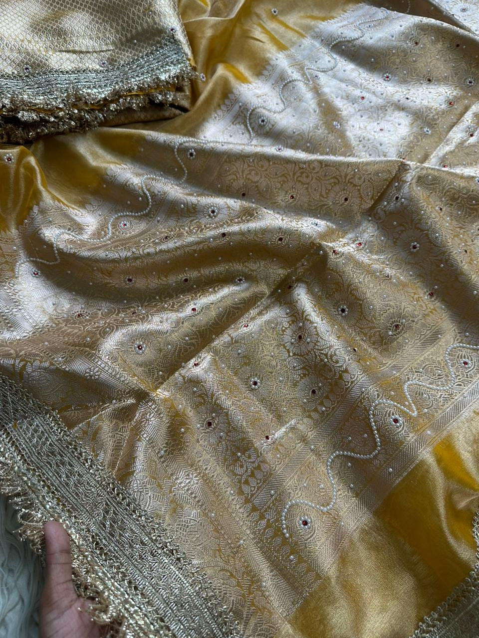Banarasi Tissue Silk Saree With lace work border