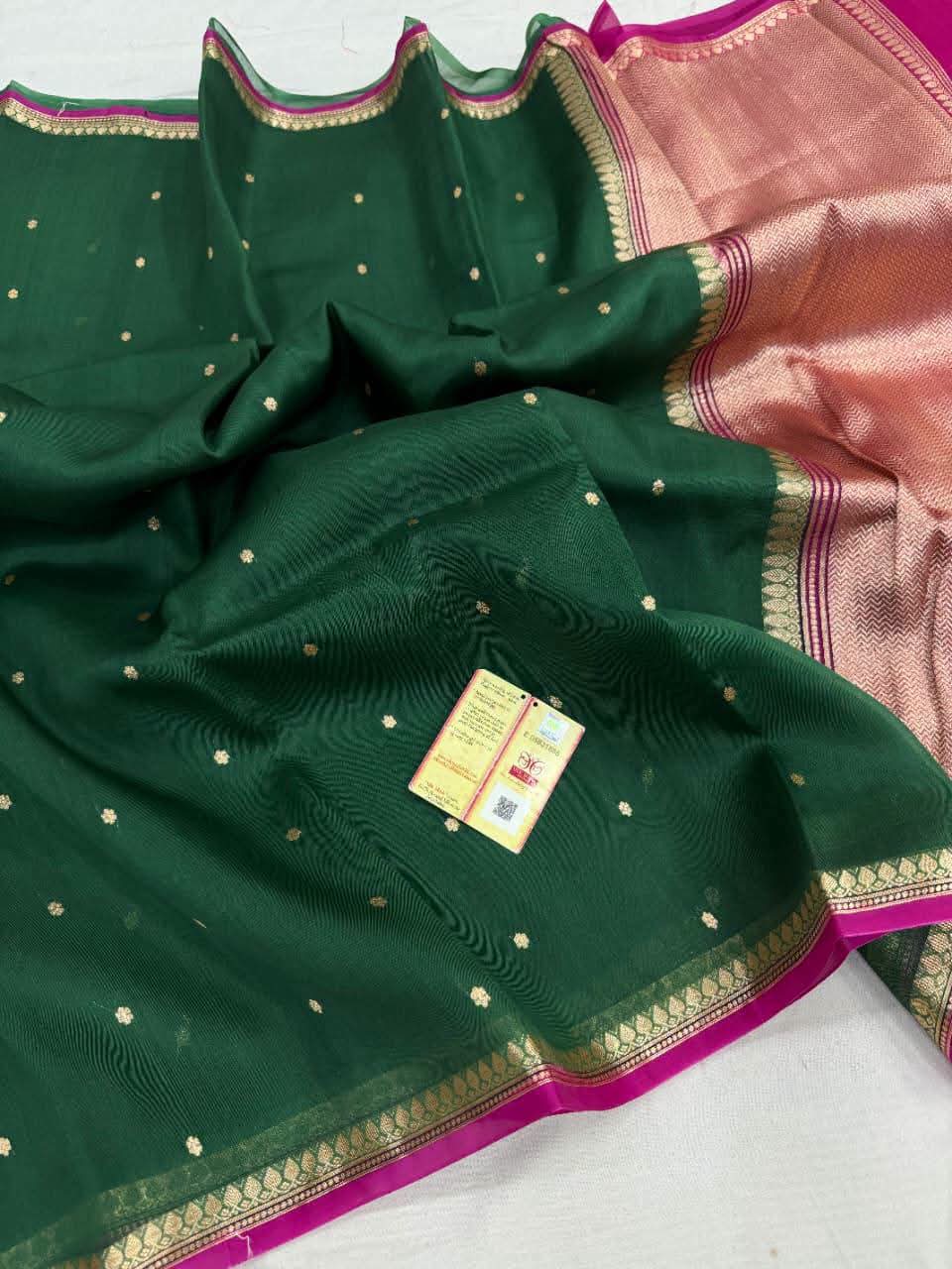 Pure Handloom banarasi  kora Silk Saree With Blouse