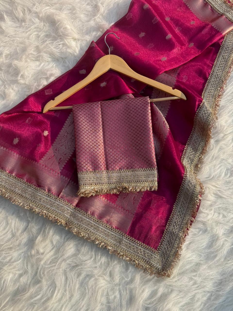 Banarasi Tissue Silk Saree With lace work border