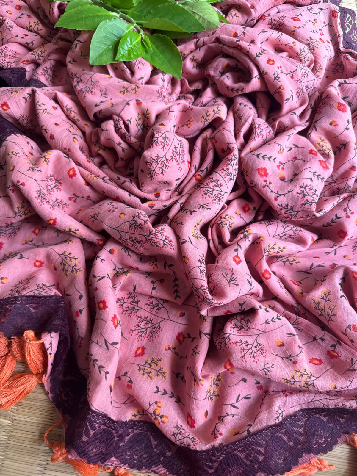 Premium Pure Mulmul Cotton Saree with Designer Lace Border