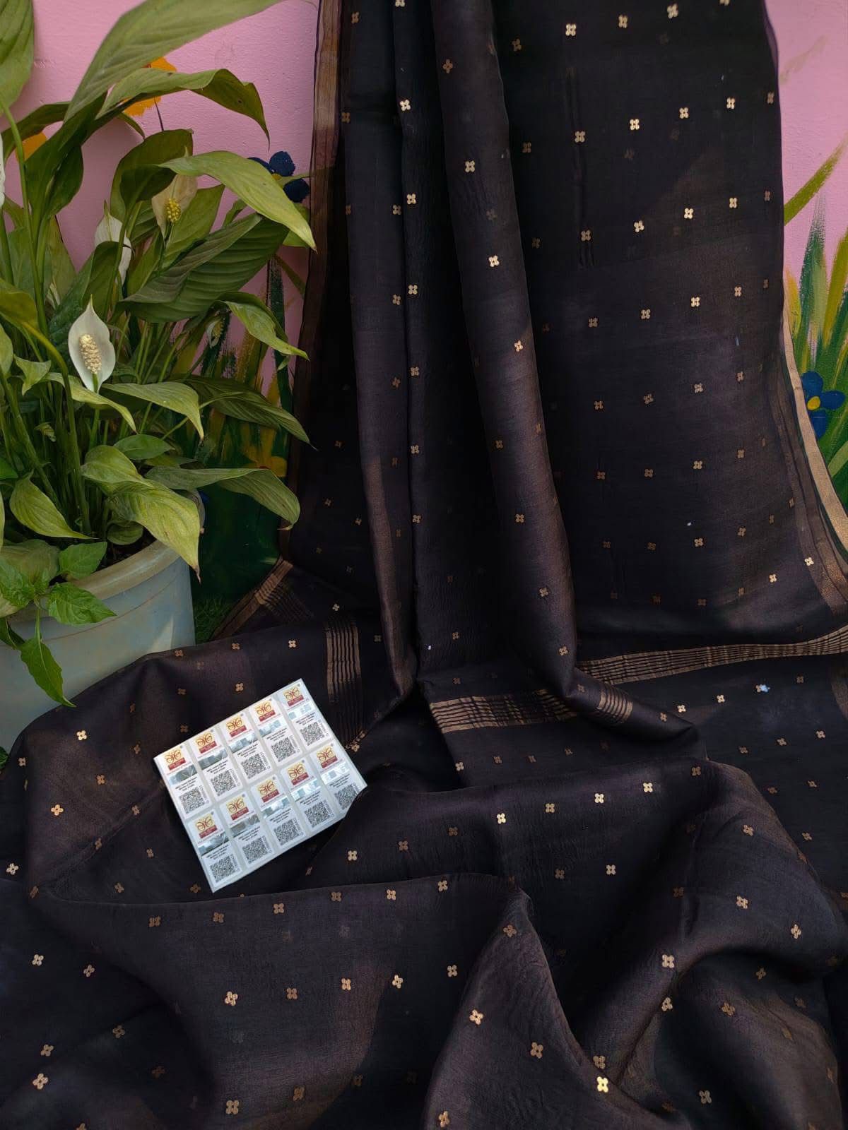 Bengal Handloom Pure Muslin Silk Saree With ( Silk Mark Certified)