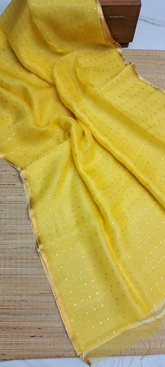 Bengal Handloom Pure Muslin Silk Saree With ( Silk Mark Certified)