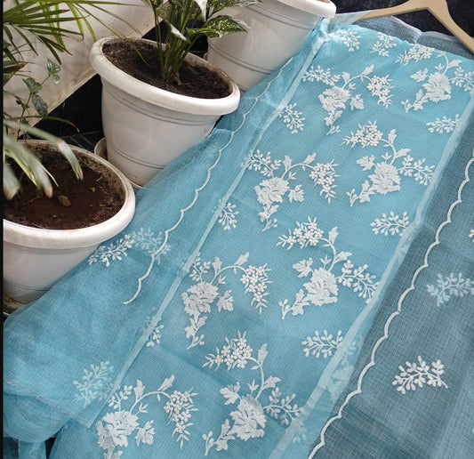 Premium Kota Doria Soft Cotton 3 Pic Unstitched Salwar Suit with Embroidered Dupatta
