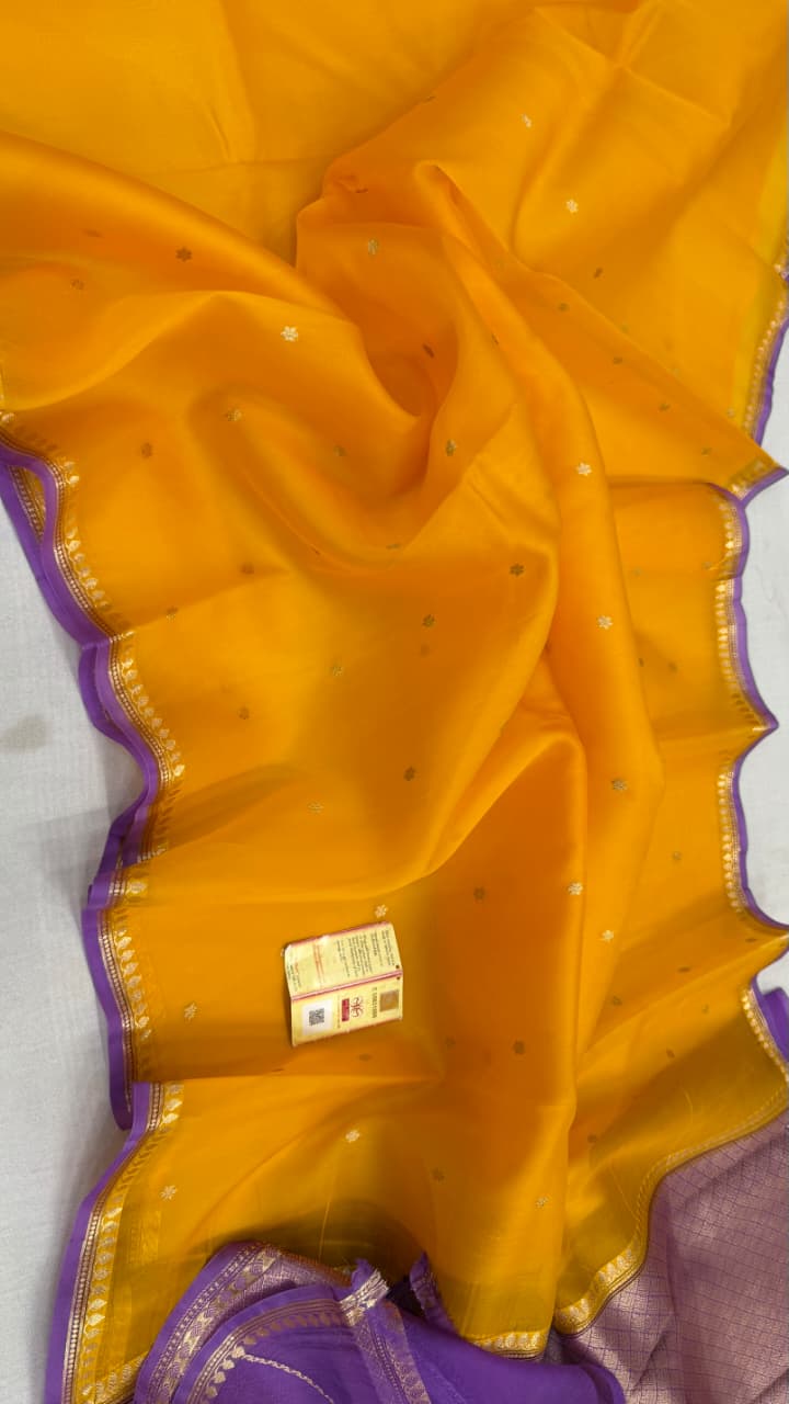 Pure Handloom banarasi  kora Silk Saree With Blouse
