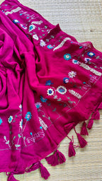 Beautiful Hand Stitch Pure Mul Cotton Saree Without blouse
