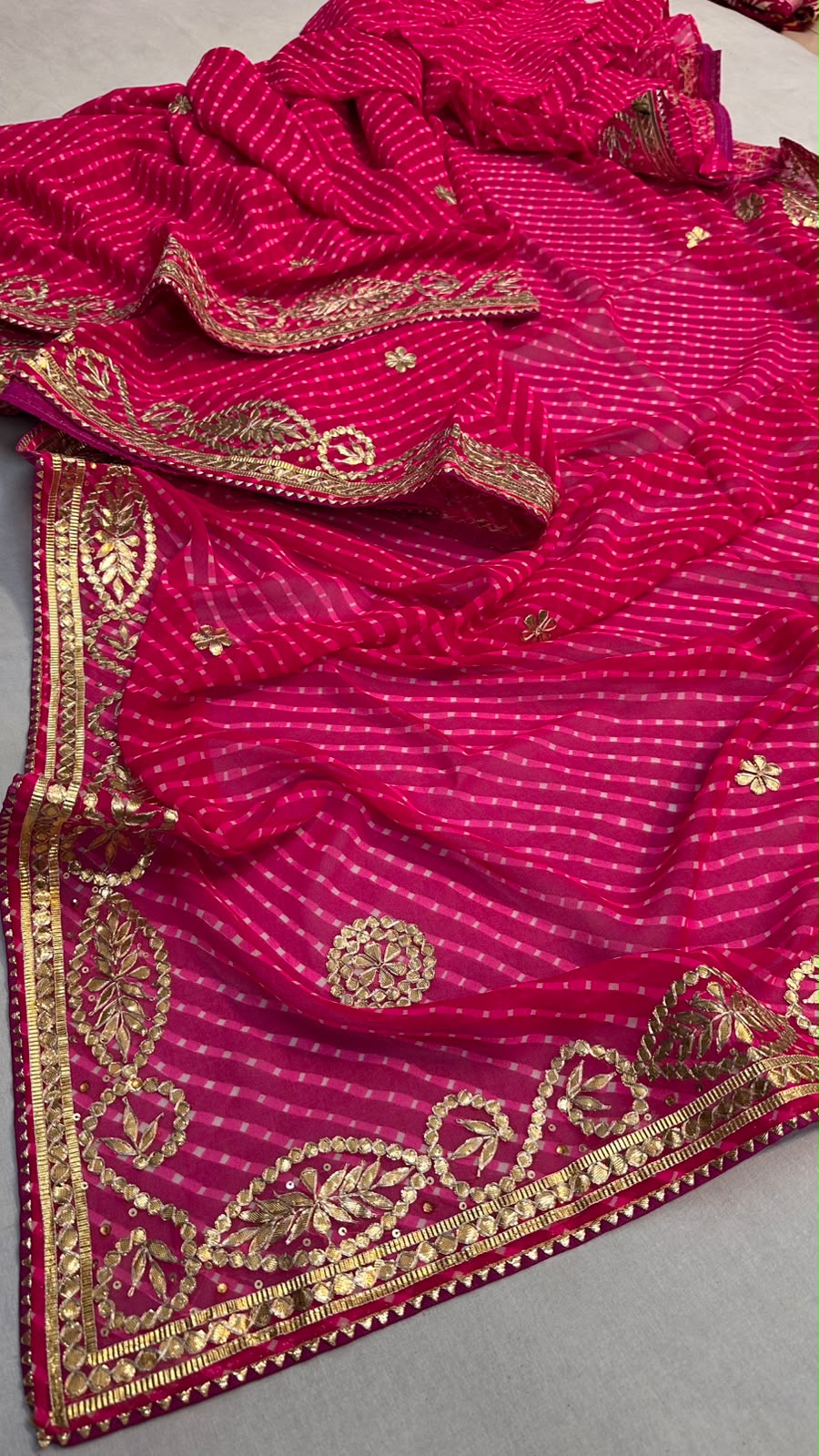 Pure 60 gram georgette hand gota patti work saree