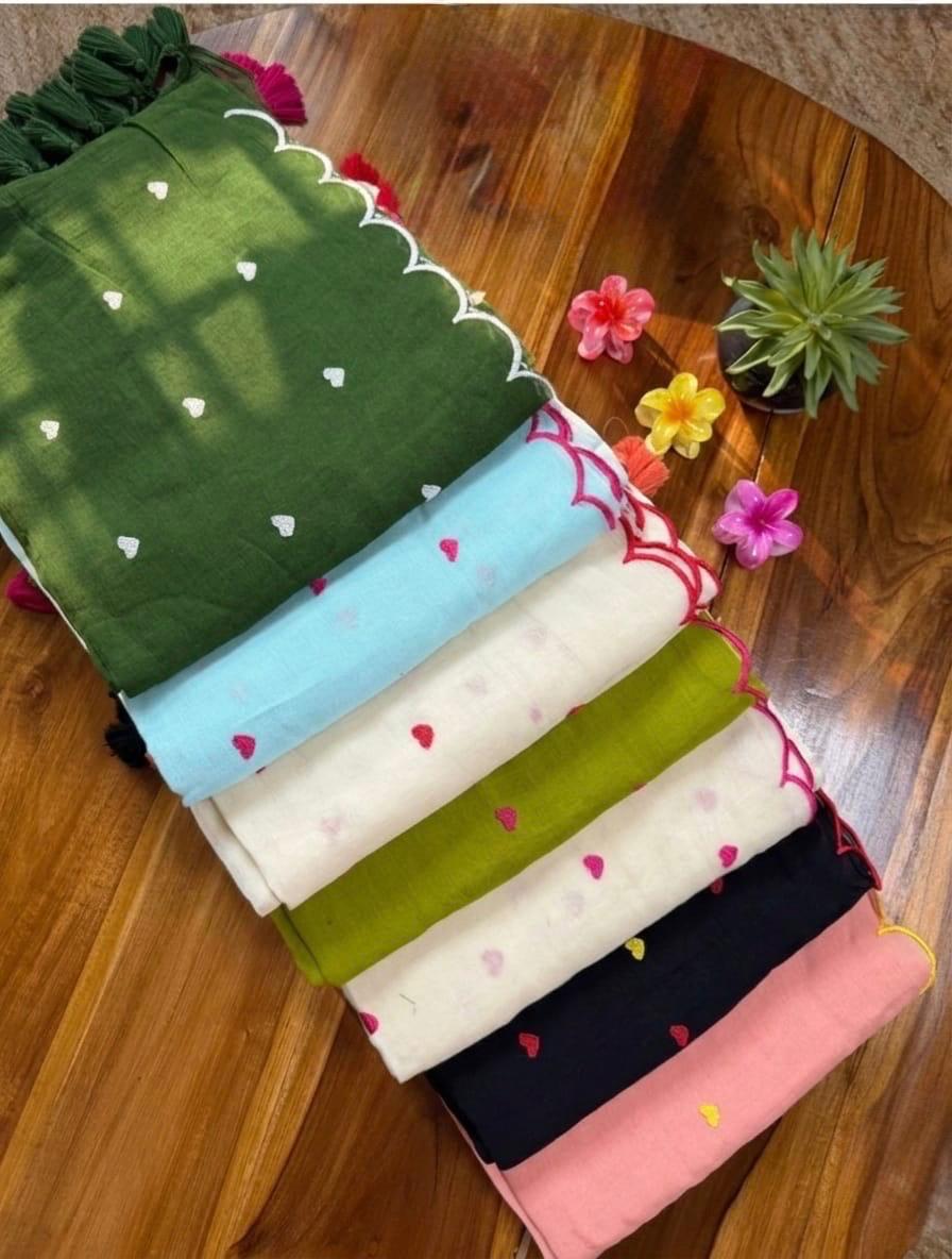 Beautiful Cotton Mulmul  Saree