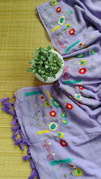 Beautiful Hand Stitch Pure Mul Cotton Saree Without blouse