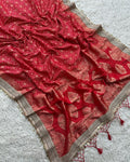 Banarasi Semi Katan Georgette Bandhani Soft Silk Saree