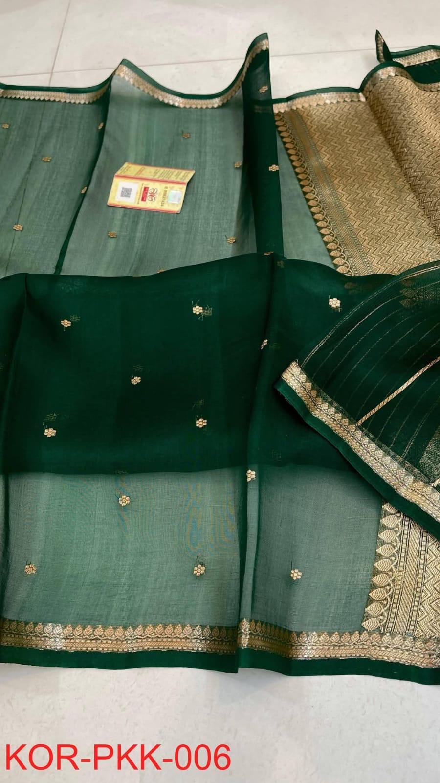 Pure Handloom banarasi  kora Silk Saree