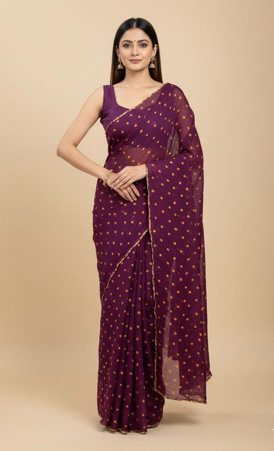 Pure Jaipuri Chiffon Saree