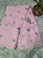 Pure Diamond Chiffon Gota Patti  Work Saree With Blouse