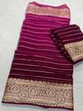 Pure Georgette Beautiful Zari Work Saree With Blouse