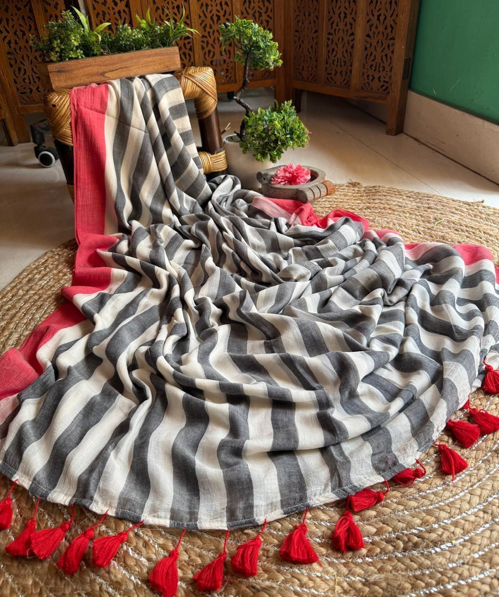 Beautiful Cotton Mulmul  Saree