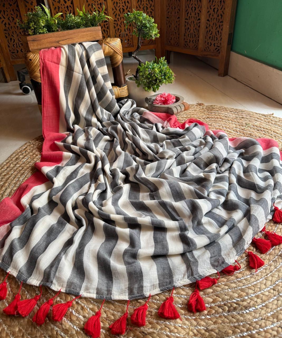 Beautiful Cotton Mulmul  Saree