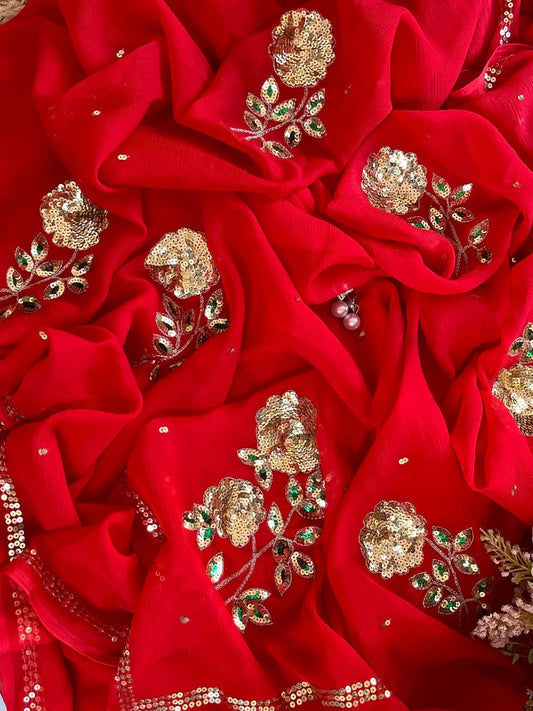 Pure Jaipuri Chiffon Saree