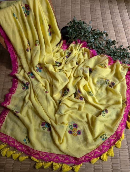 Beautiful Cotton Mulmul  Saree