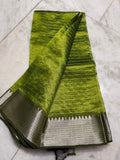 Pure Cotton Silk Mangalagiri Saree With Running Blouse .