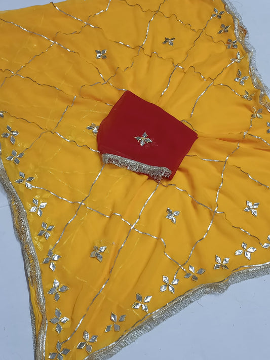 Beautiful Georgette Gota  Patti  Work Saree