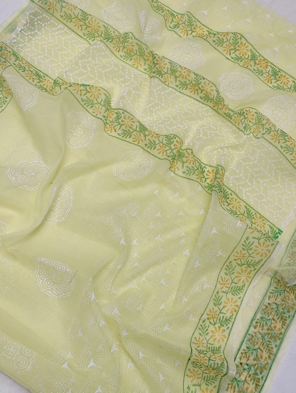Beautiful Kota cotton hand  block printed saree