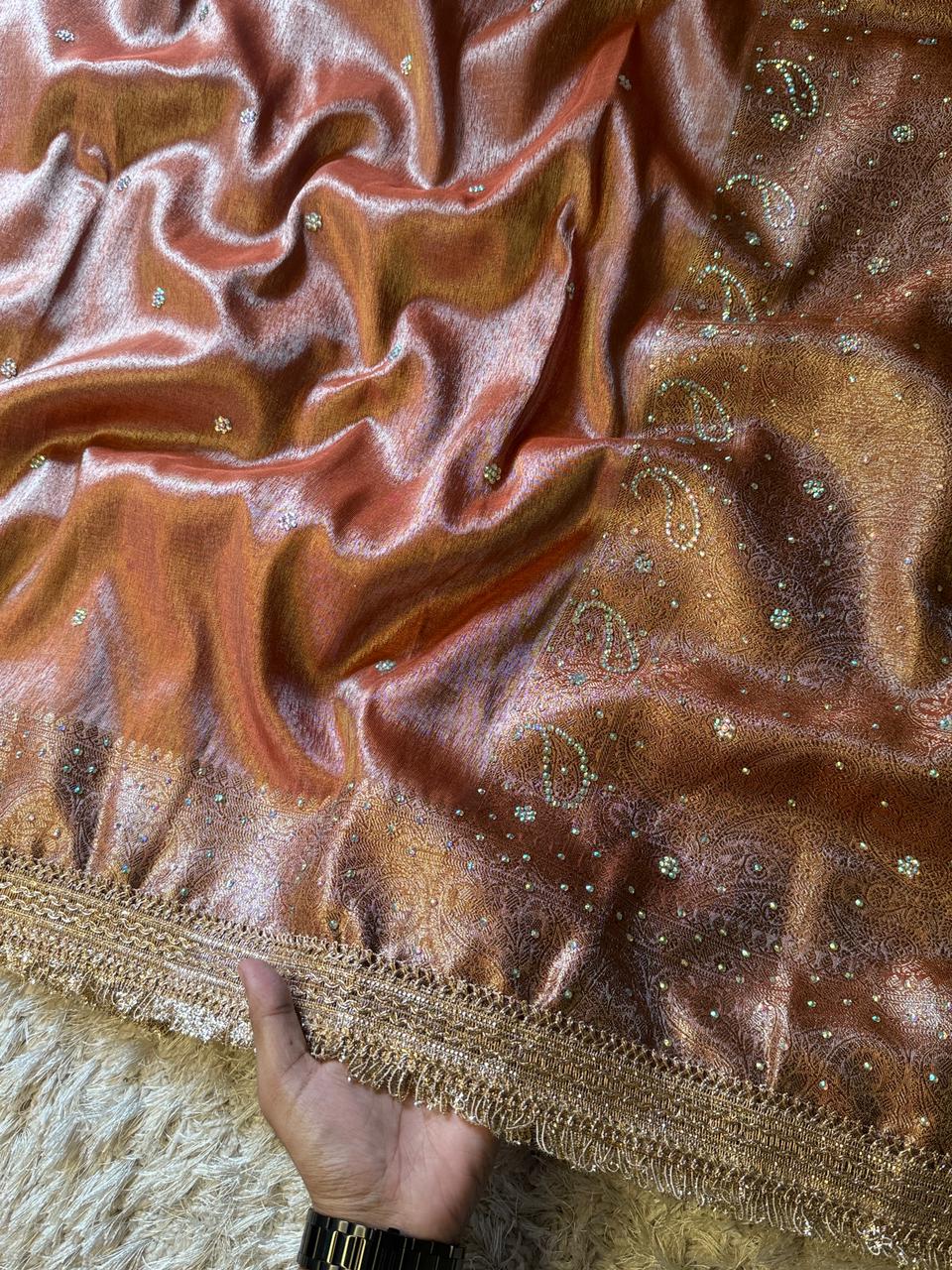 Banarasi Tissue Silk Saree With lace work border