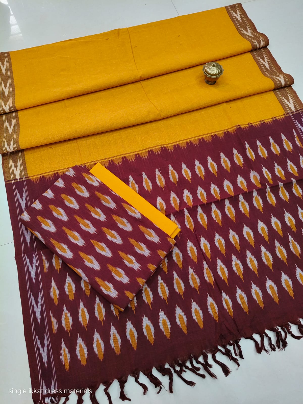 Pure  ikkat Cotton Unstitched Suit With Dupatta