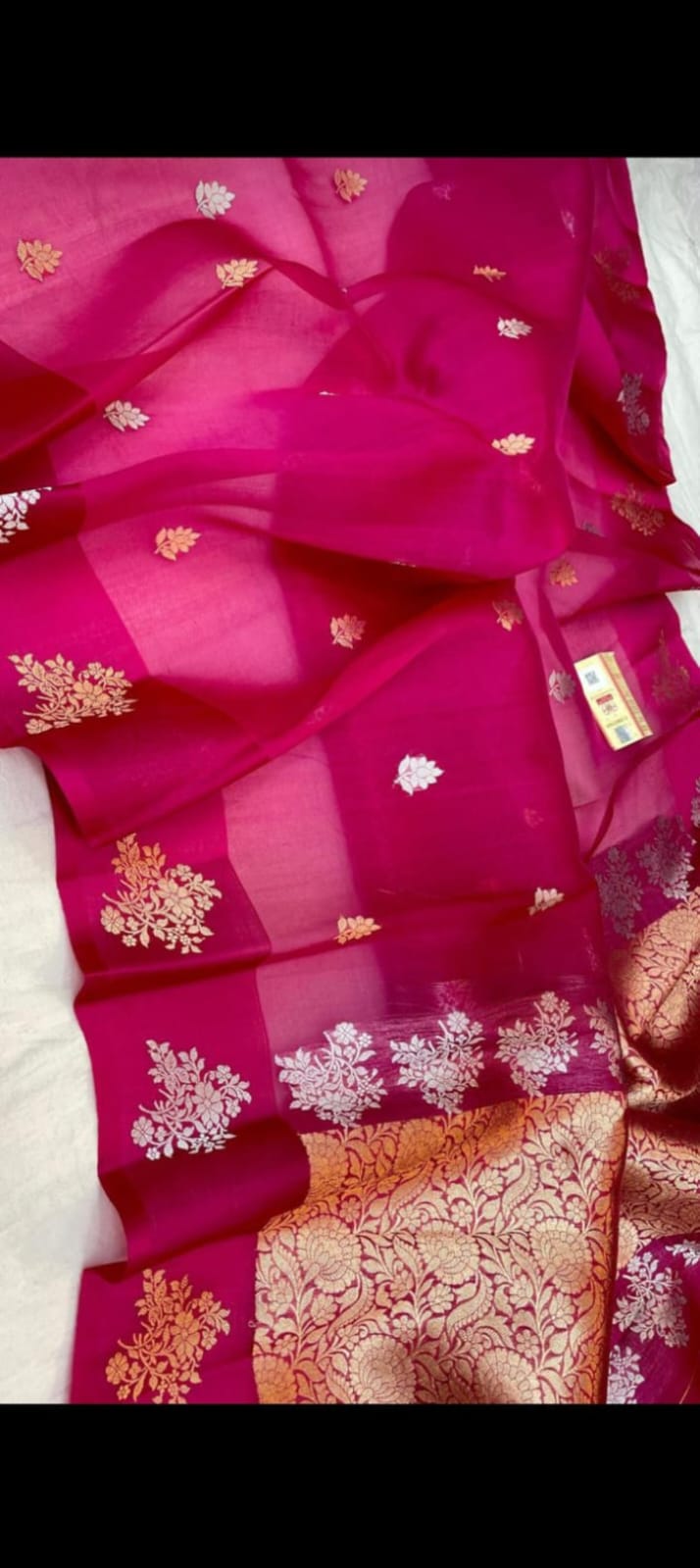 Pure Handloom banarasi  kora Silk Saree With Blouse