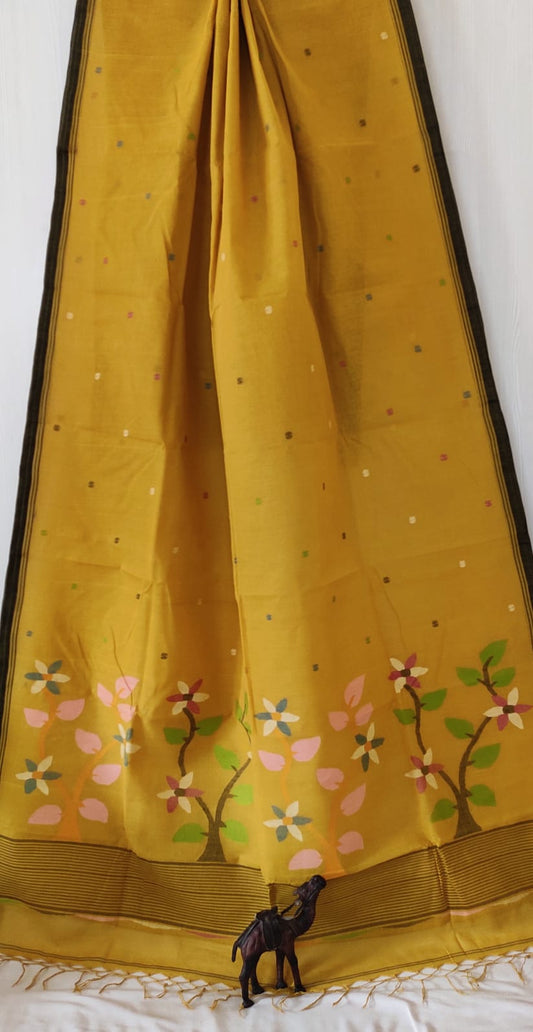 Pure Cotton needle work jamdani Saree With Blouse
