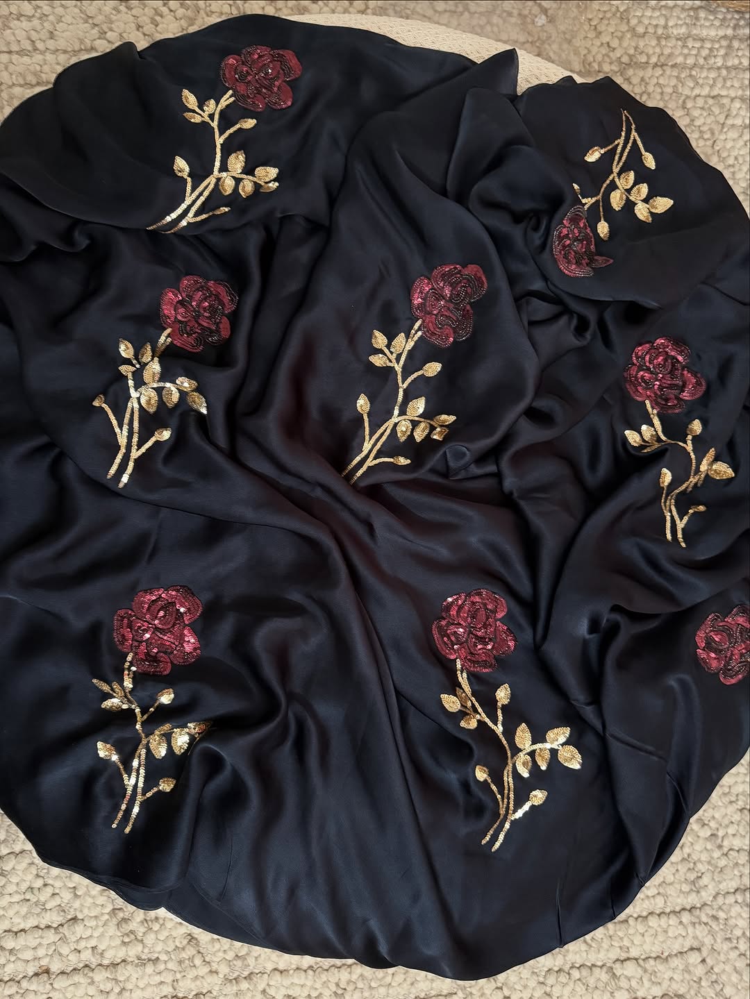 Pure Dimond Chiffon Hand Work Saree With Running Blouse