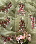 Beautiful Pure Jaipuri Chiffon big motif work Saree with blouse