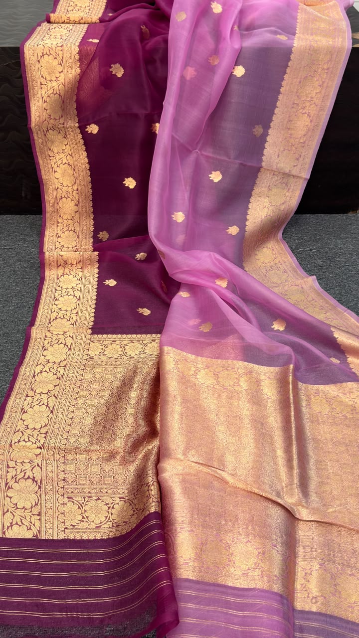 Pure Handloom banarasi  kora Silk Saree With Blouse