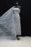 Pure Kota-Doria Unstitched Suit with Embroidery Work