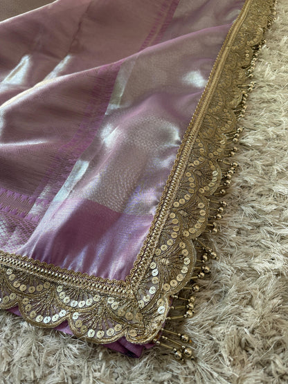 Banarasi Kanjivaram  katan Tissue Silk Saree With Beautiful lace border