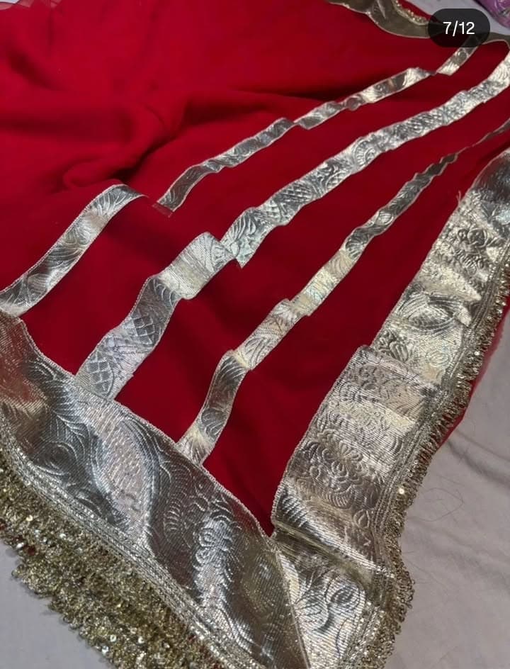 Beautiful Georgette Gota  Patti  Work Saree